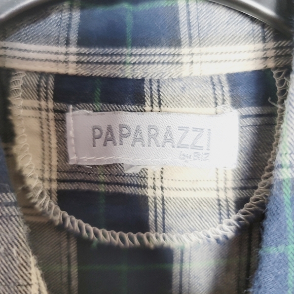Paparazzi Heavy Embordered Back Plaid Button Up - Picture 6 of 6